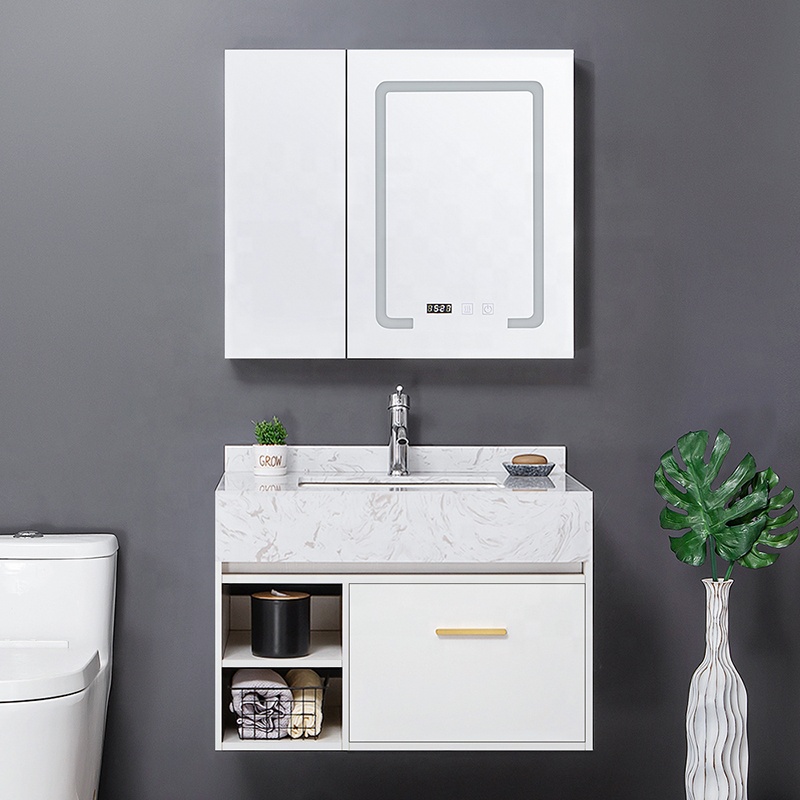 Boweiya Hotel Luxury Waterproof Wood Unit Basin Toilet Wall Double Sink Washroom Cabinet Set Modern Vanity Bathroom Vanities