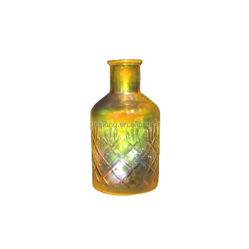 Home Decoration Colored Glass Bottle with LED Lights in Pineapple Pattern
