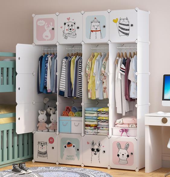 Modern simple home children's wardrobe kids assembled plastic simple storage cabinet