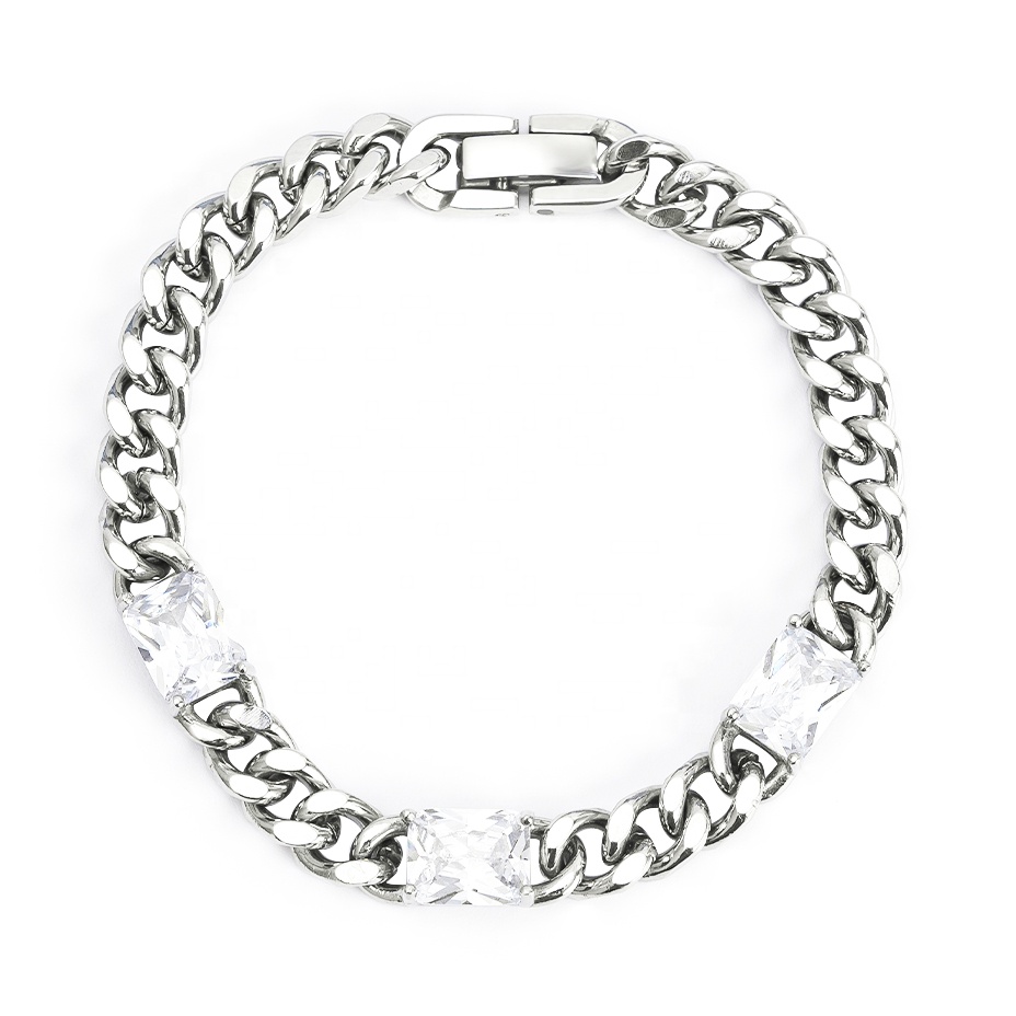 Stainless Steel Bracelets Bangles Cuban Link Chain Multi Width Personalized Jewelry Accessories
