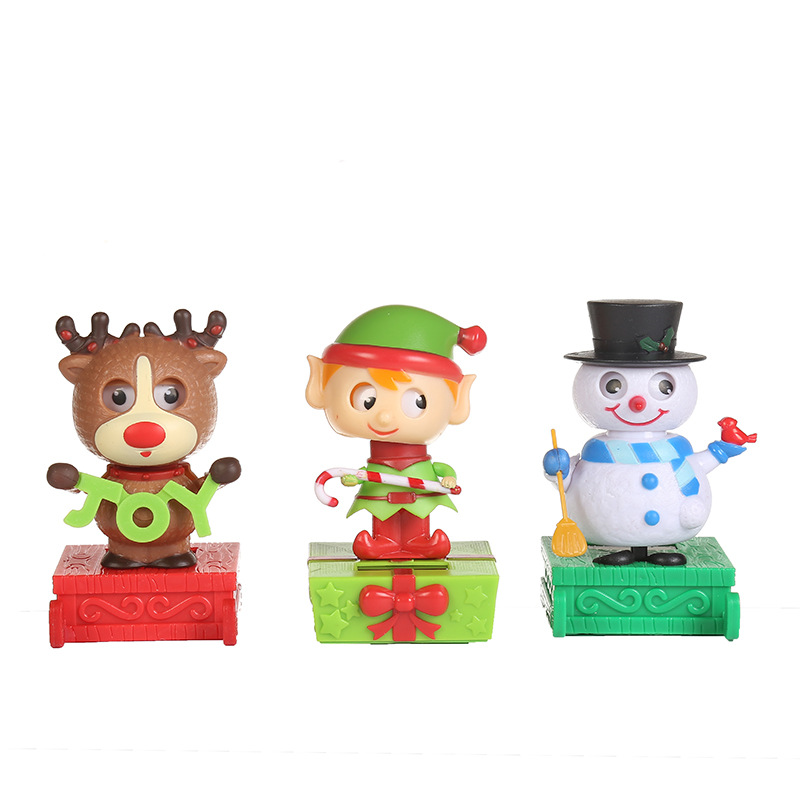 Creative Christmas Snowman doll car decoration cartoon car solar decoration gift factory customization head shaking toys