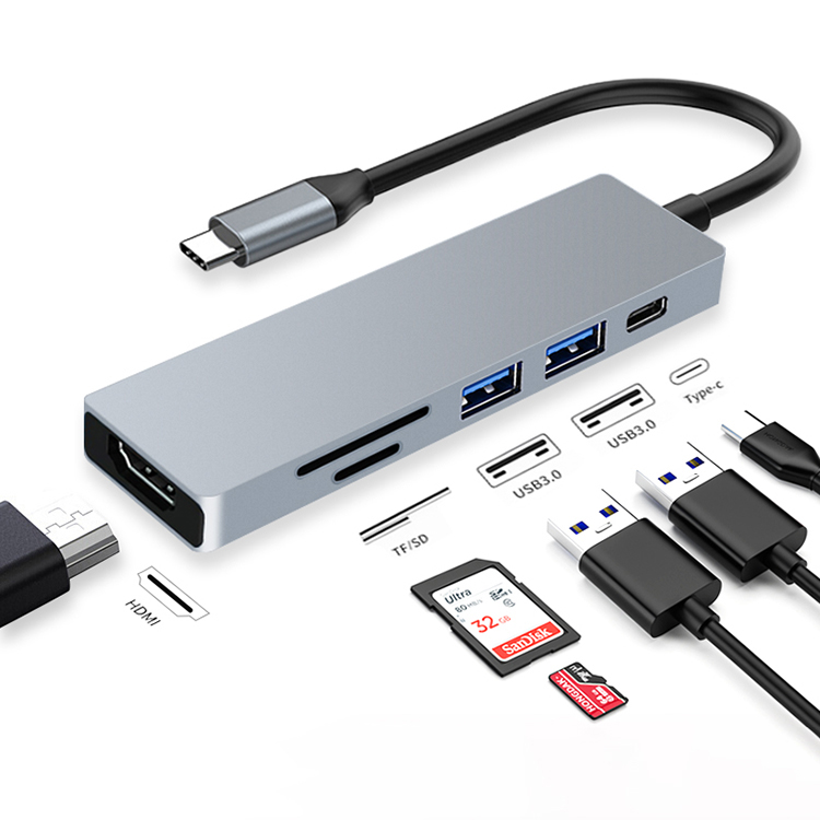 USB 3,1 Тип C концентратор к PD 3,0 USB 3,0 2,0 SD TF мобильное устройство считывания карт 4k 1080p HDTV мульти 6 в 1 порт USB HUB