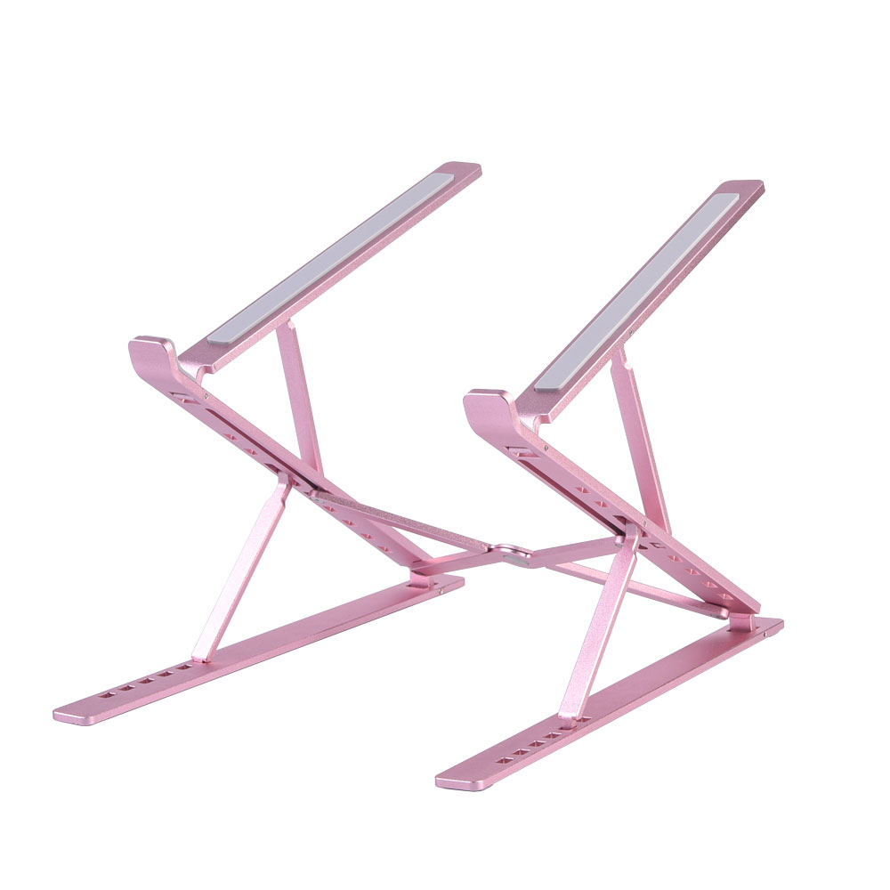 Two tiers foldable adjustable ergonomic movable stand up desk rose gold laptop stand