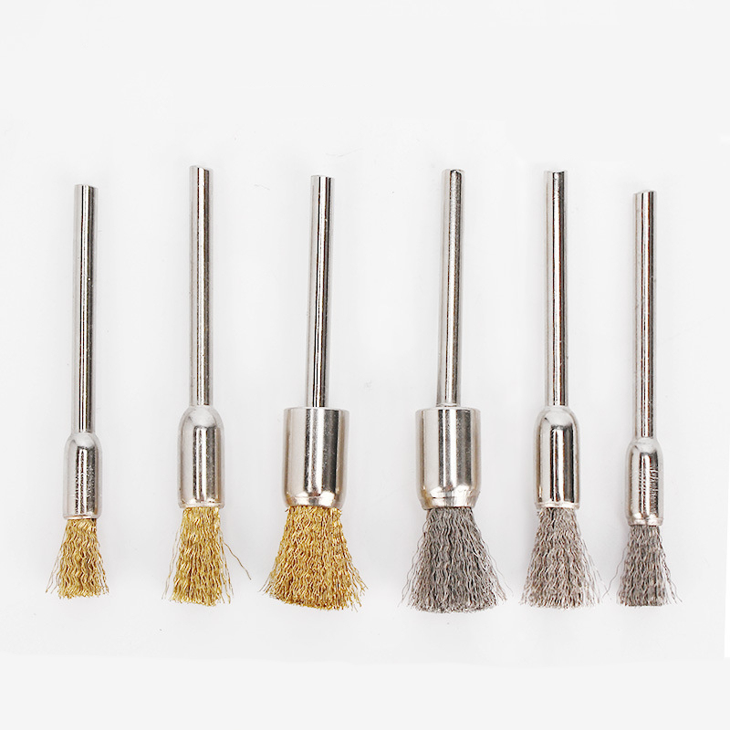 5/6/8cm Stainless Steel and Copper Wire Pen Shape Polishing Cleaning Brush for Metal Surface Rust Removal Grinding Deburring