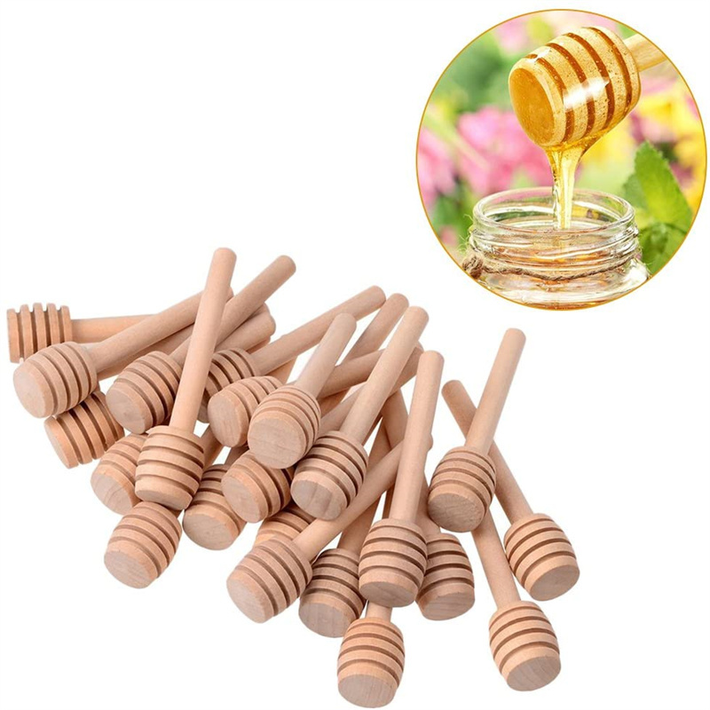 Spoon Wooden Stick Wooden Long Handle Mixing Stick Stan less Honey Dipper Lid For Guest