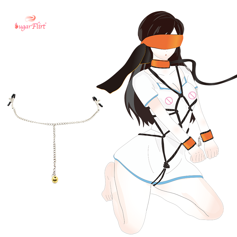 Sexy Flirting Lady Sex Toy Adult Couple Bondage Stimulation Slave Game Cute Teasing Boobs Nipple Clip With Chain Bell