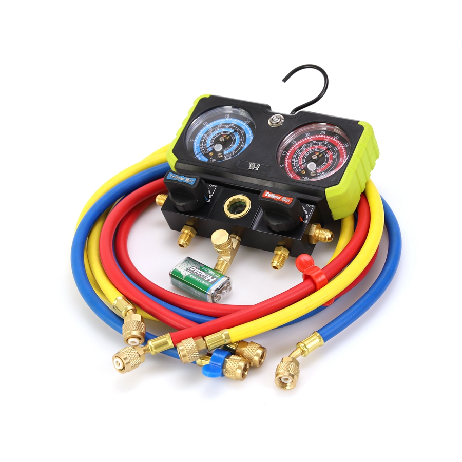 YH-F-68G R22 R134A R410A R404A Refrigeration Service Tools Refrigeration Pressure Gauge Valve With Light