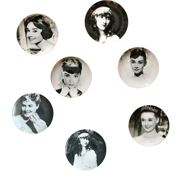 SYLWAN OEM Art picture wall decor Famous British actress design retro display plates luxury decor wall party wall decorations