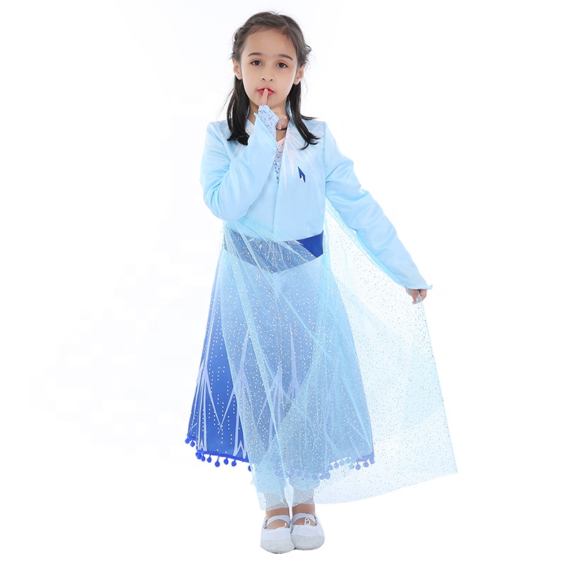 Elsa Princess Dresses For Girls Birthday Party Dress Halloween Costume Ice Princess Cosplay Outfit