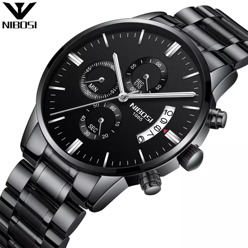 Многофункциональные мужские часы NIBOSI из нержавеющей стали, 2309