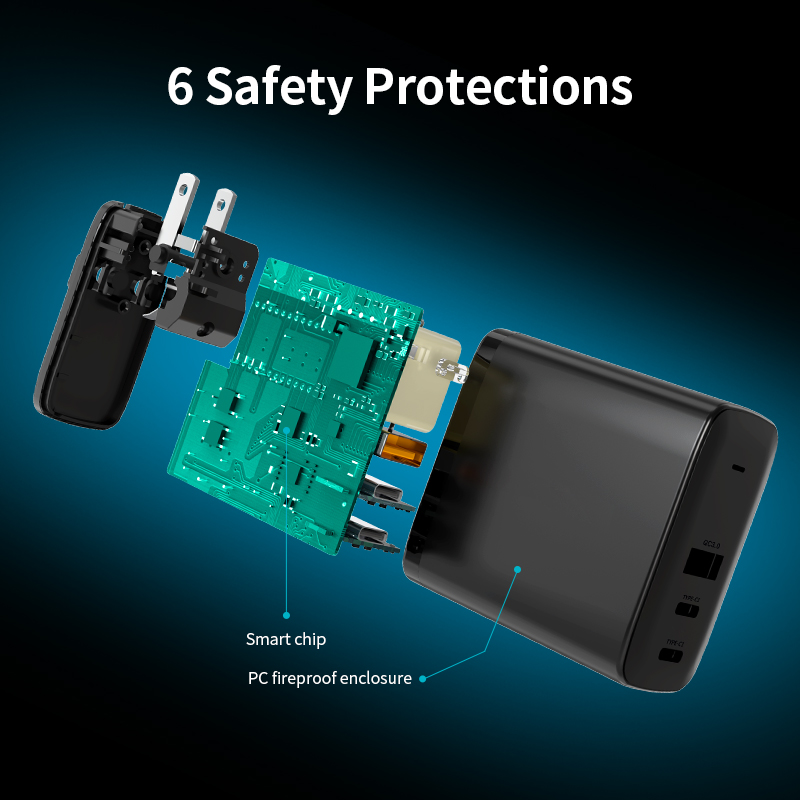 PD18W 45W 65W GaN быстрое зарядное устройство для ноутбука, мобильного телефона, портативный EU дорожный адаптер для сотового телефона