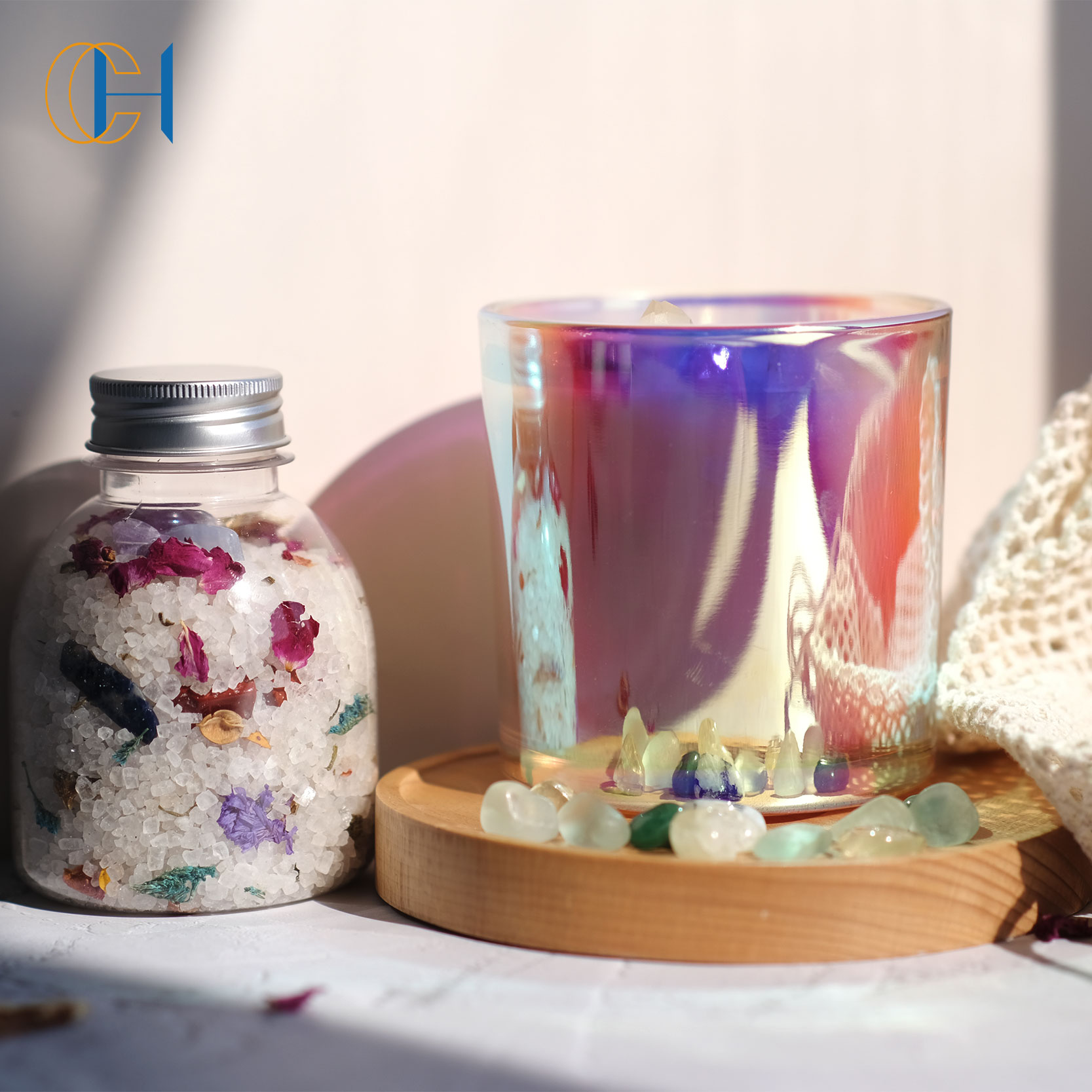 Special Design Wedding Party Decorative Glass Crystal Clear Glass Candle Jar With Custom Logo
