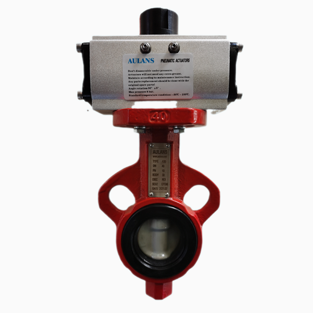 Soft seat pneumatic actuated wafer type wcb body butterfly valve