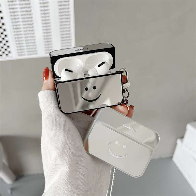 Оптовая продажа, чехол для наушников Apple Airpods 1, 2, мультяшное зеркало, улыбающееся лицо, защита от потери, Силиконовая защита для Air Pods Pro, чехол на заказ
