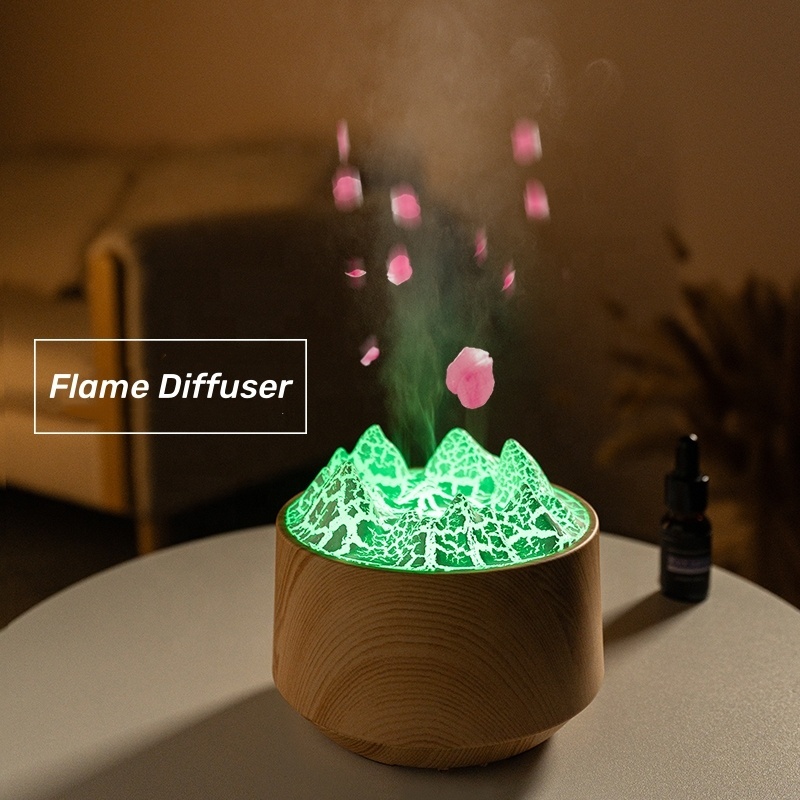 Factory Wholesale New 5V Colorful Flame Diffuser Fire Lamp Aromatherapy Humidifier Aroma Scents Essential Oil Household 1 Year