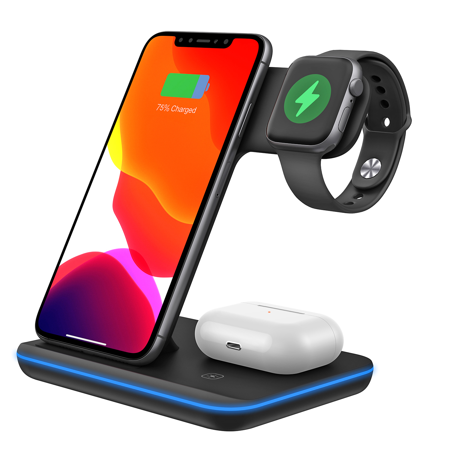 Беспроводная зарядная станция WELUV 3 в 1, совместима с продуктами Apple, несколько устройств, часы