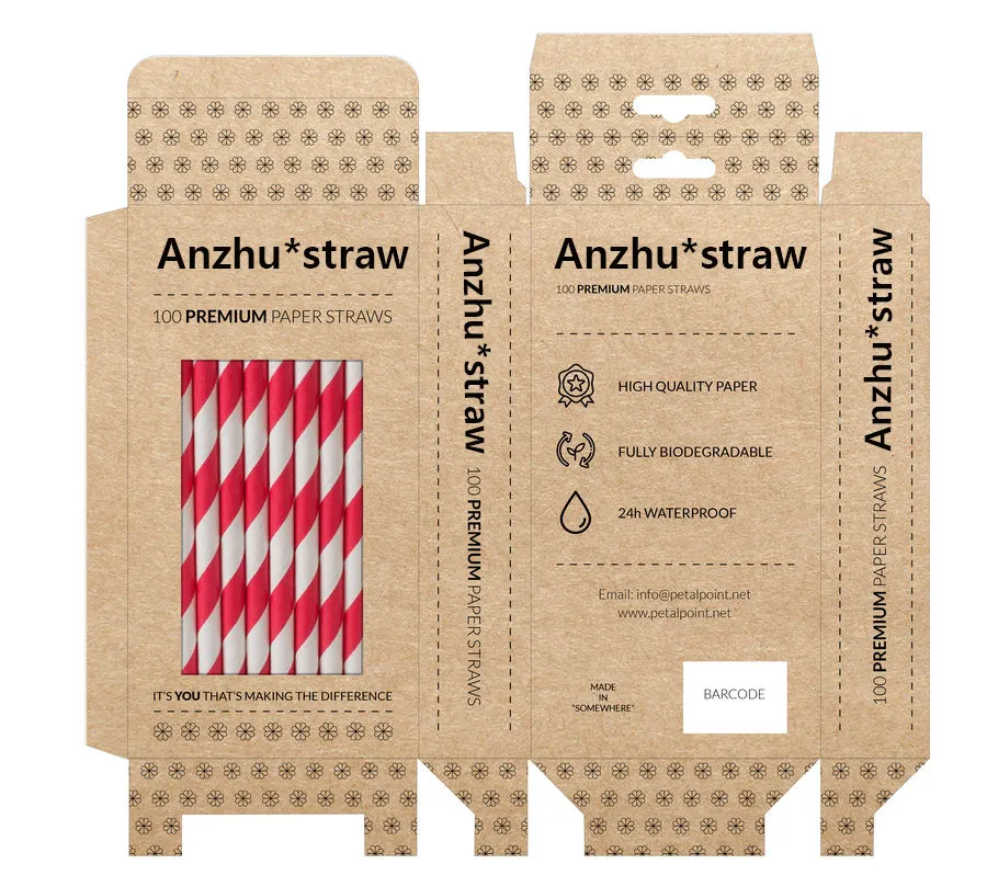 2020 new design package drinking paper straws