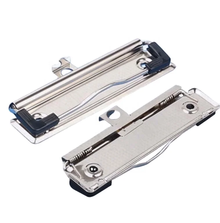 Office Stationery Board Clips With Hook plastic corner Flat Metal Clipboard Clip