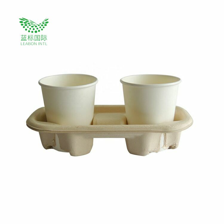 Pulp Paper Biodegradable Coffee Cup Holder Tray