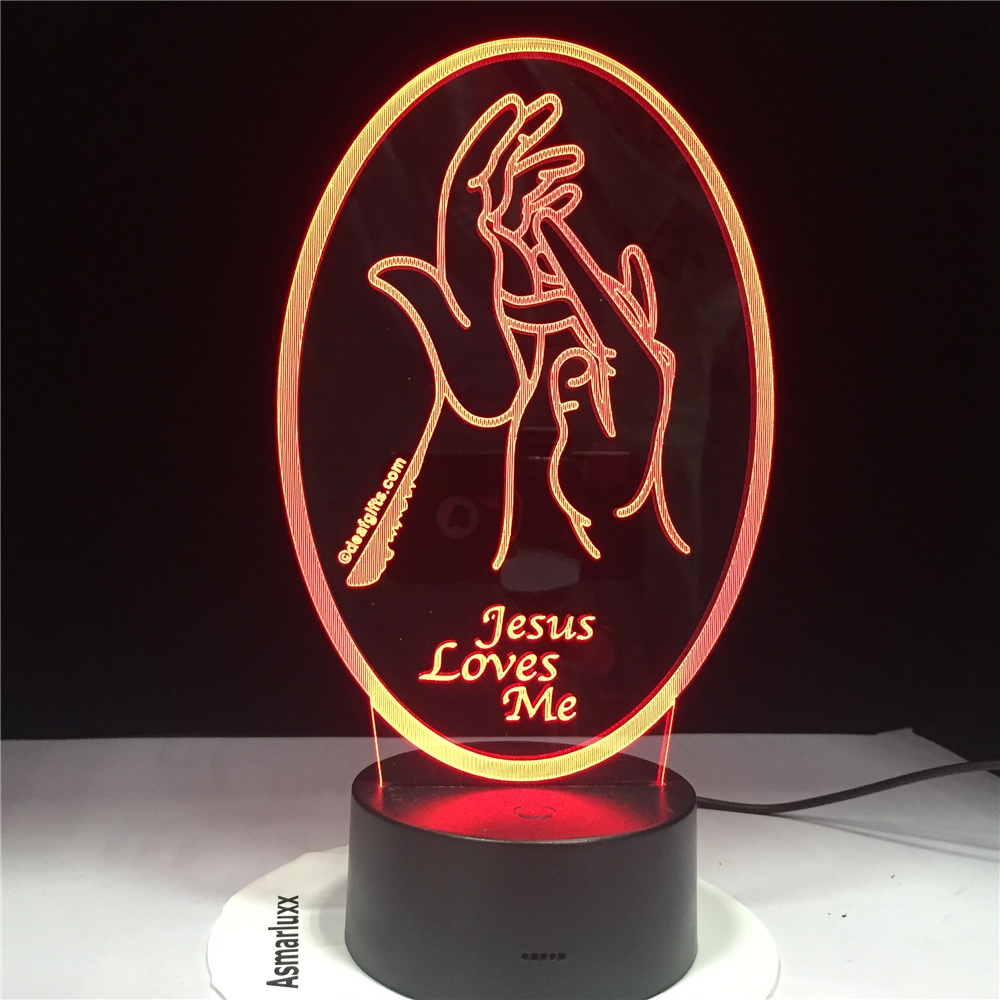 3D Acrylic LED Night Lights Illusion Jesus Christ Optical Lamps Lighting Love U Christian God USB Touch Luminous Novelty Gift