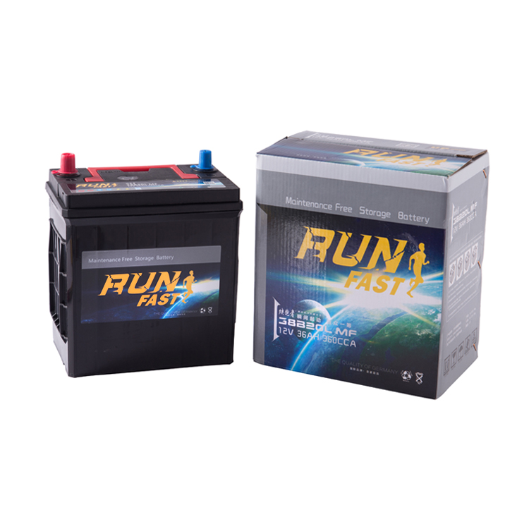 Runfast brand 38b20 mf car battery factory auto batteries 12V lead acid jis standard