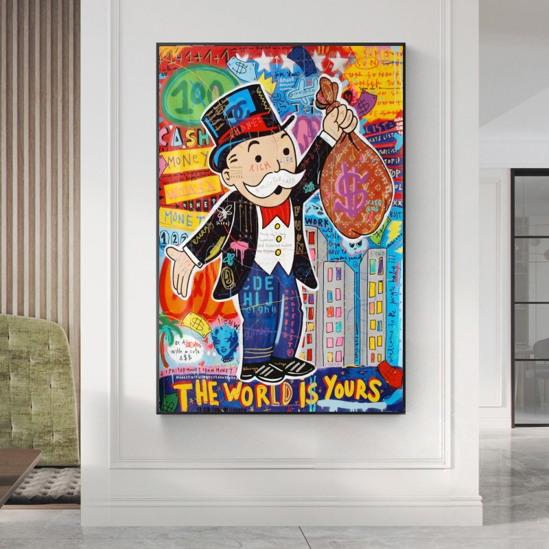 Modern Home Monopoly Graffiti Art Money Paintings Posters and Prints World is Yours canvas alec monopoly art