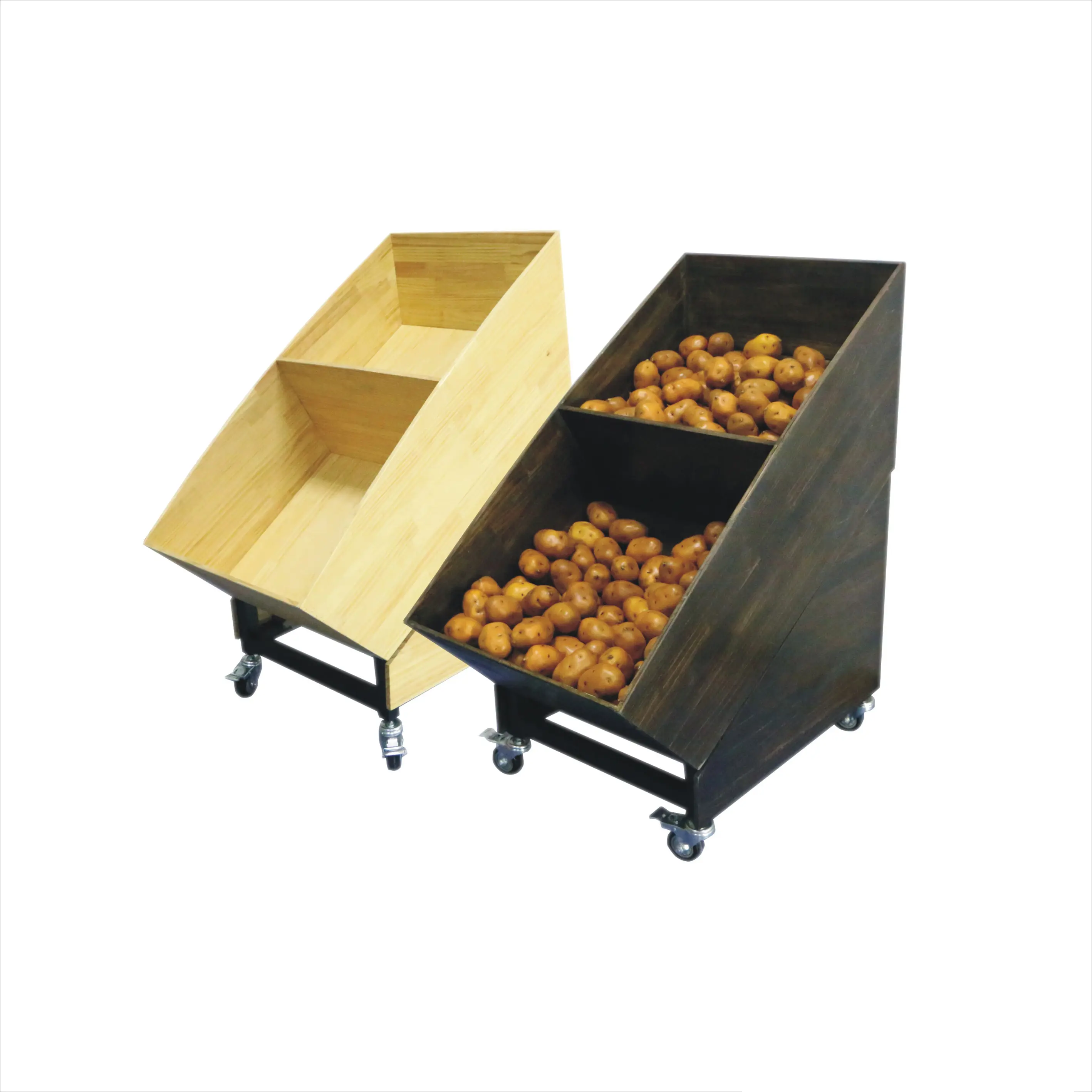 Fruit And Vegetable Display Stand Wooden Fruit And Vegetable Shelf Rack Display Stands With Wheel For Supermarket