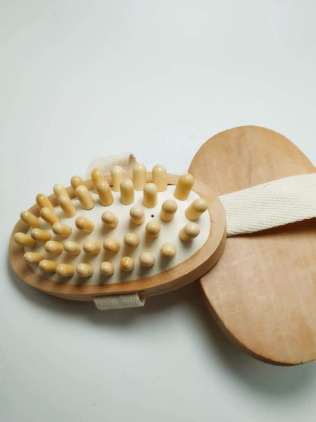 Natural Wood Anti Cellulite Massager Body Slimming Circulation Brush Muscle Relax Palm Sauna Spa Bath Massage