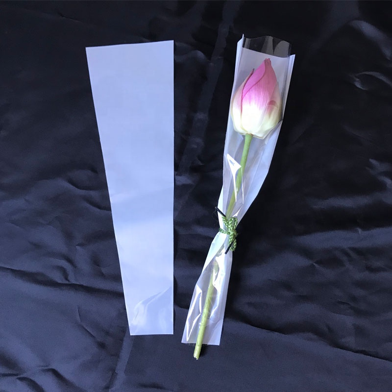 bouquet sleeve packing bags customized flower wrapping sleeve plastic sleeve bags for rose packaging