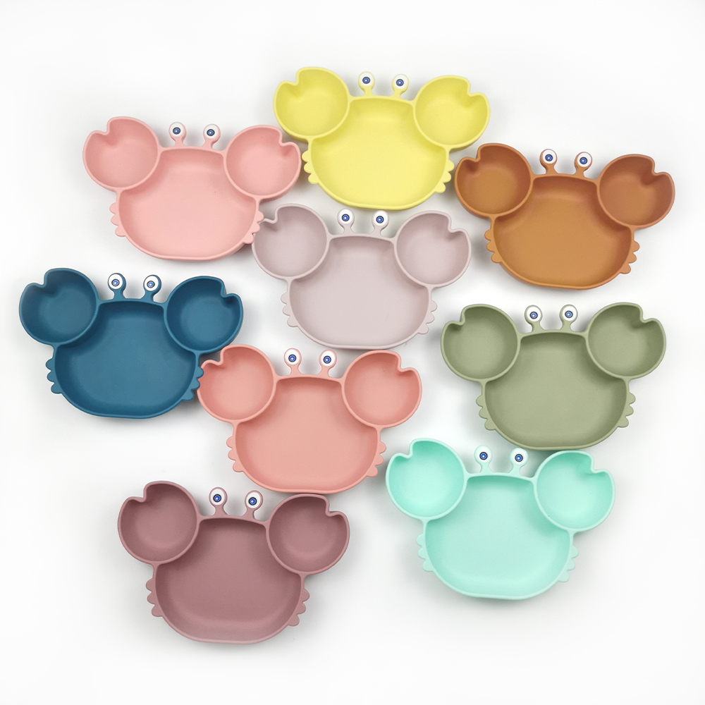 Baby Feeding Plates Food Grade Crab Shaped Silicon Colorful Box Silicone Children Lunch Box