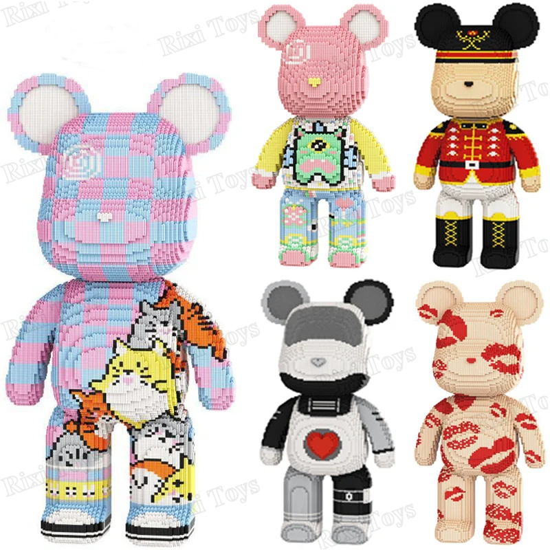 Creative 80cm 3D Bearbricks Cartoon Fashion DIY Assembly Star Bear Figure Nano Connection Building Blocks Bricks Toys for Adult