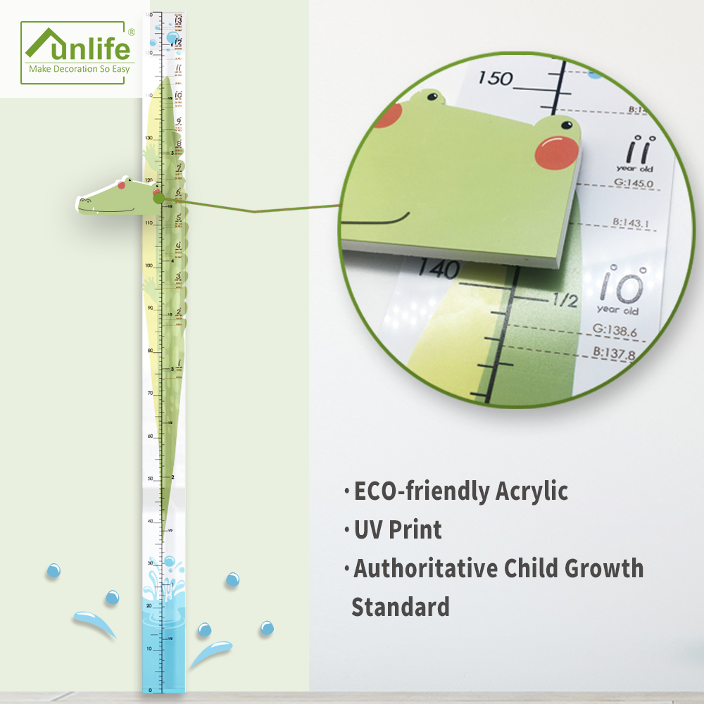 FUNLIFE, оригинальный дизайн, экологичный, акриловый, сделай сам, самоклеющийся, крокодил, для роста ребенка, диаграмма роста, линейка для детской комнаты, HR011
