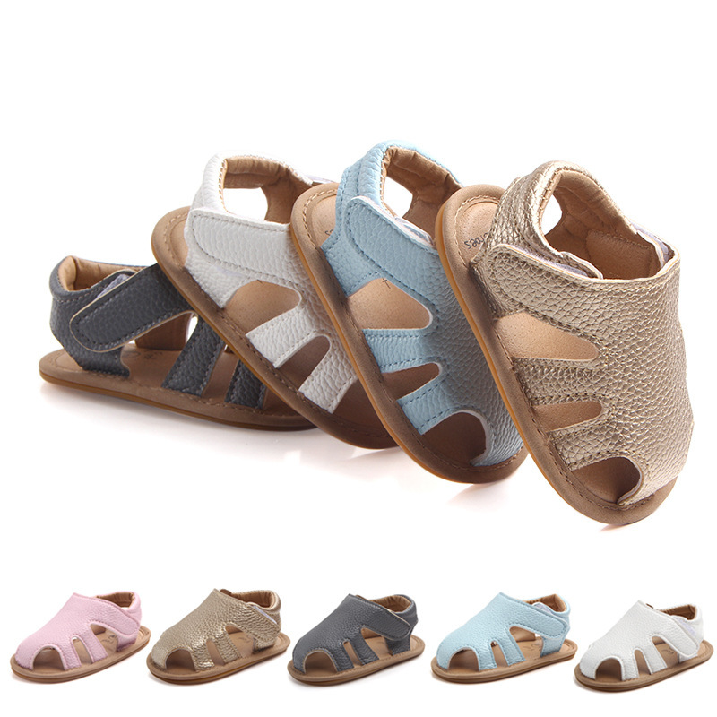 New Hollow Out Trendy Pu Leather Baby Sandals Shoes Soft Rubber Sole Non Slip Toddlers Baby Walking Shoes