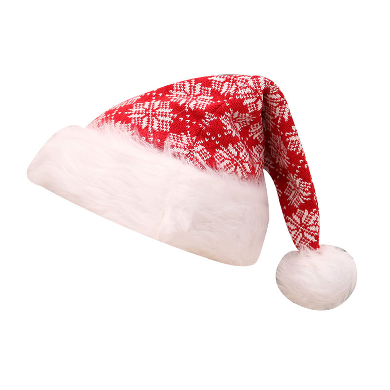 New high-grade Christmas Hat Adult Christmas hat wool knitted plush big ball christmas hat decoration