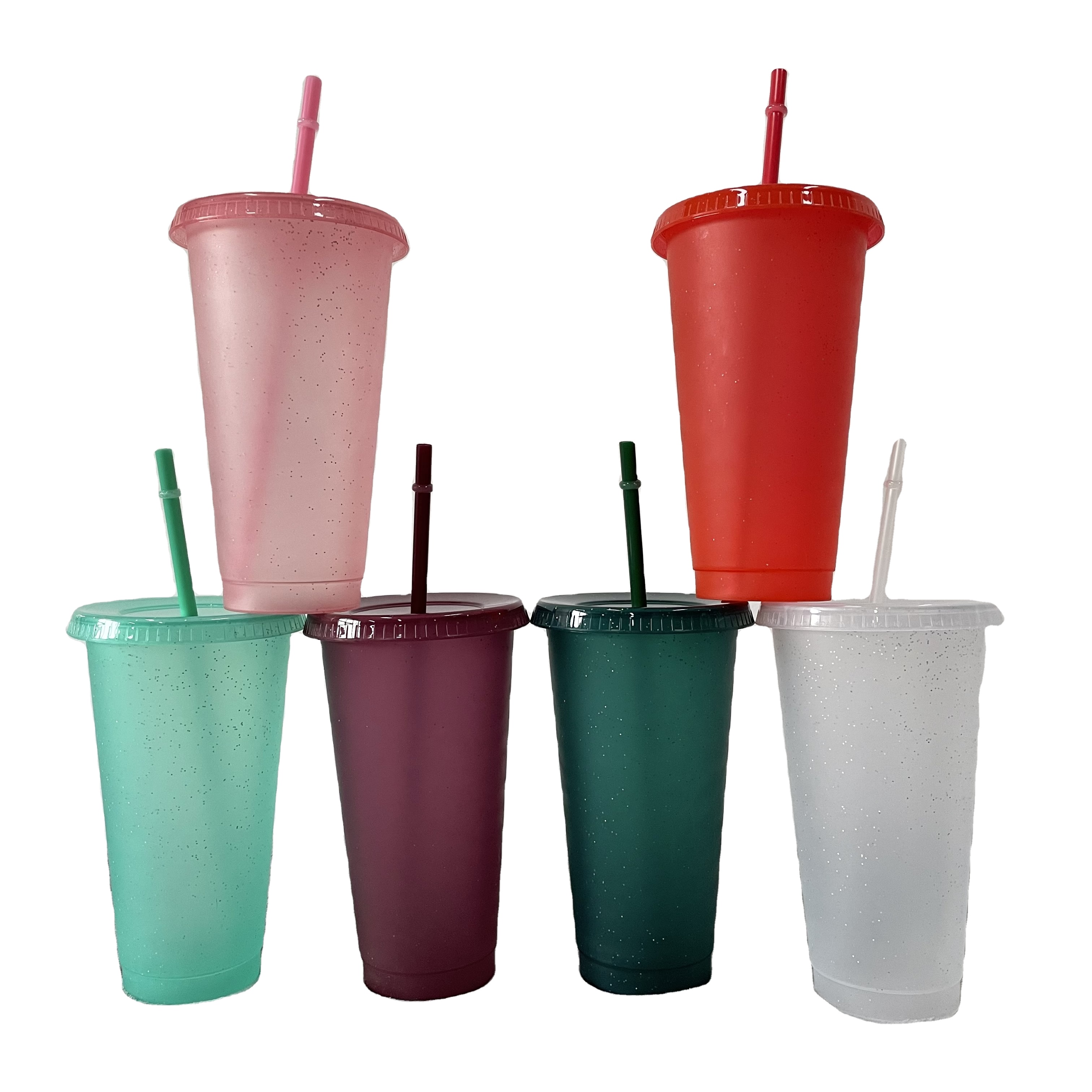 Wholesale customized Popular reusable travel Ice Cold water Solid color 16oz 24oz Change color tumbler With straw and lid