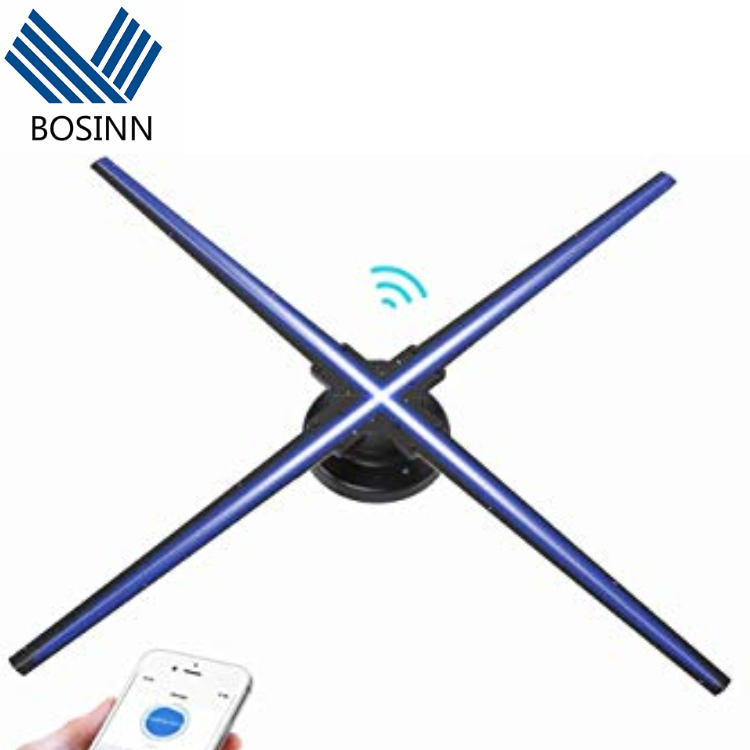 3D голограммный рекламный вентилятор 1024*1024 HD Wi-Fi 3D голографический светодиодный вентилятор для торговой балки, рекламный светильник с четырьмя лезвиями