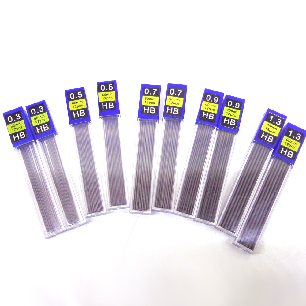 Hot selling 0.3 0.5 0.7 0.9 mm black graphite pencil lead set for children
