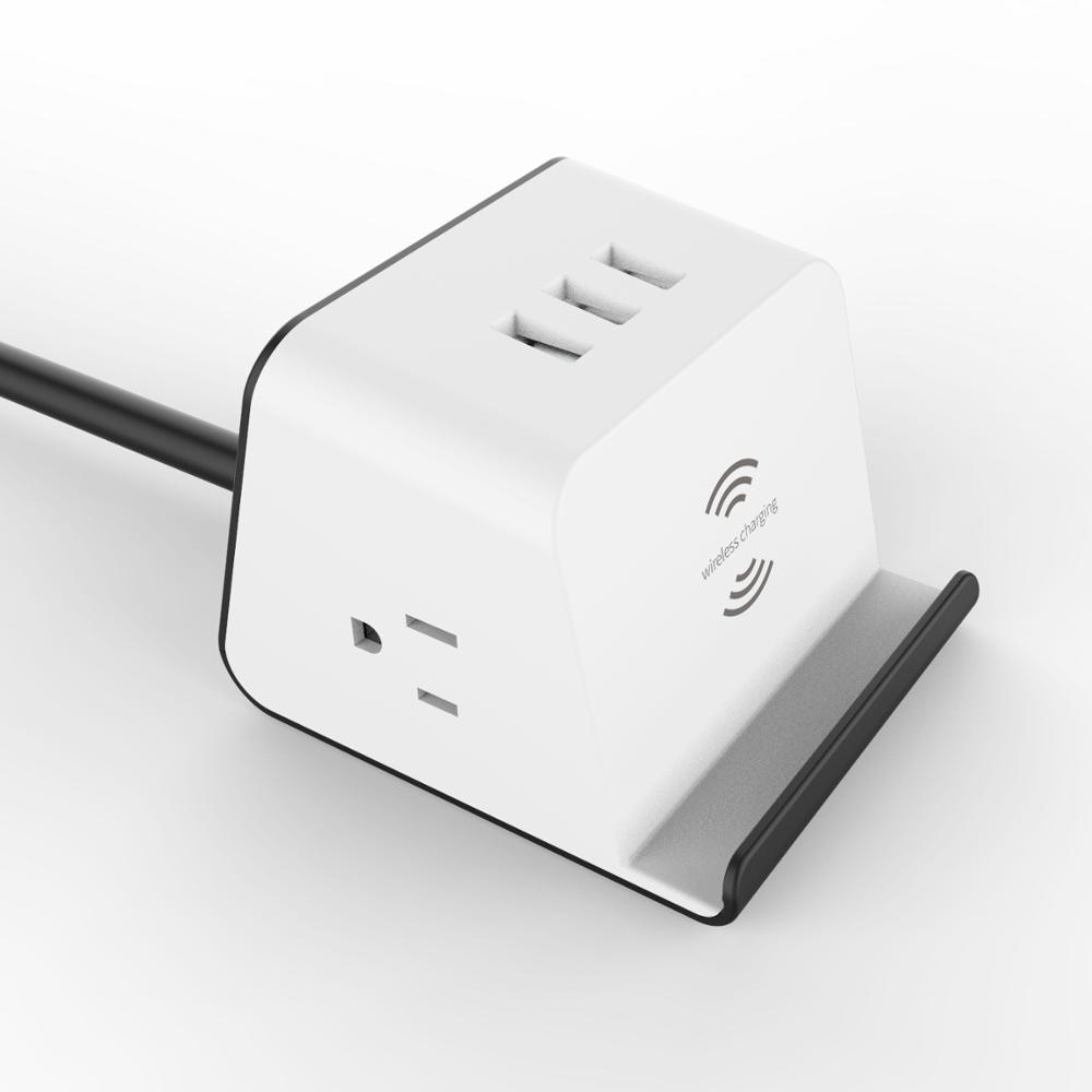 Настольный wireless power небольшой куб 2 США розетки с 3 портами (стандарт безопасности дома от перенапряжения переменного тока питания пропилен-каучука прокладки с телефона держатель для дома и офиса