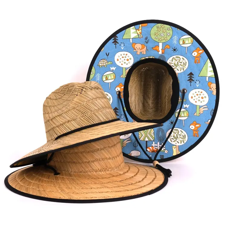 2021 Sun Summer Beach Fashion Designer Unisex Kids Colorful Straw Hats with Ribbon