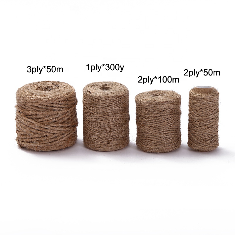 Оптовая продажа DIY украшения 2-слойные 3ply шпагат с натуральной окраской на пеньковой веревкой 100% хозяйственная сумка из натурального джута 2022 горячая Распродажа для украшения сада