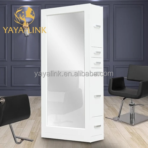 mirror station salon double sided hair styling station with storage mirror with make up stand for barber shop
