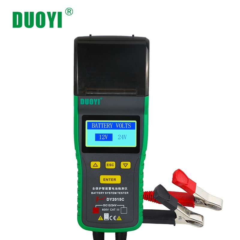 DUOYI DY2015C тестер автомобильного аккумулятора 12V 24V свинцово-кислотные анализатор CCA 100-1700 SOH интегрированный принтер портативный единица измерения-см