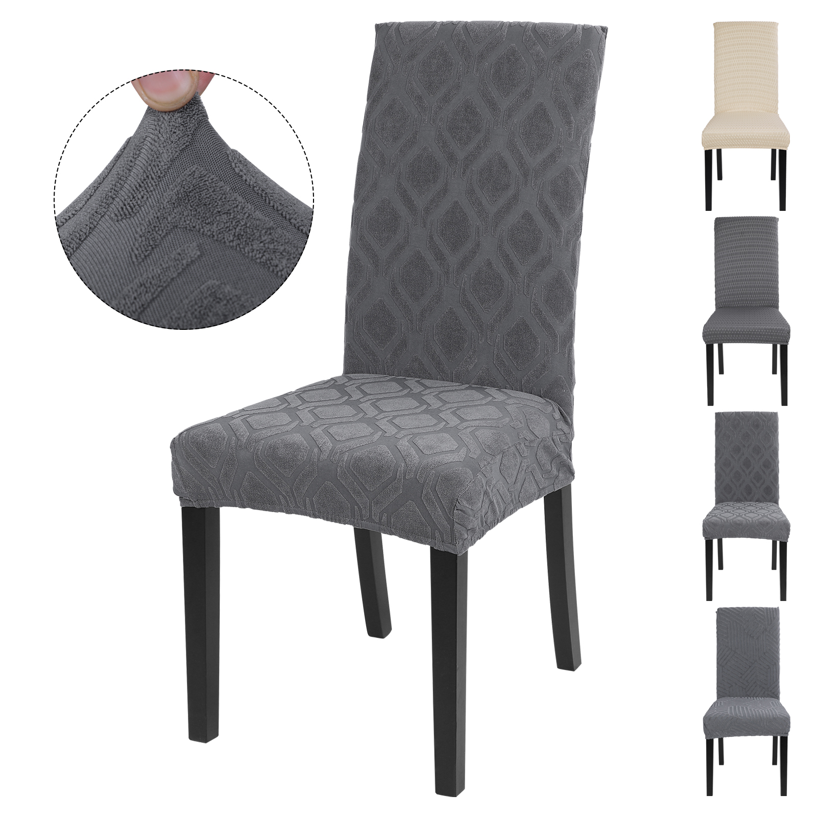 Jacquard Stretch Dining Room Chair Cover Spandex Polyester Seat Covers Removable Elastic Spandex Slipcovers