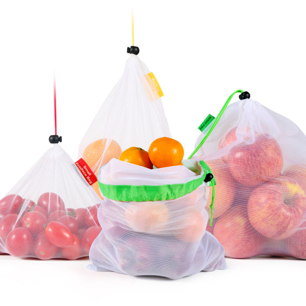 20D fruit mesh bag reusable supermarket weighing shopping Mesh bag polyester storage bag