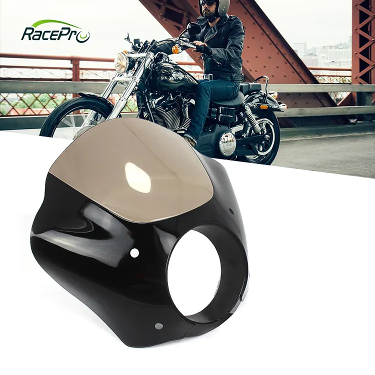 Motorcycle Glossy Black Front Quarter 5.75 inch Headlight Fairing Fork For Harley Sportster Dyna XL FL