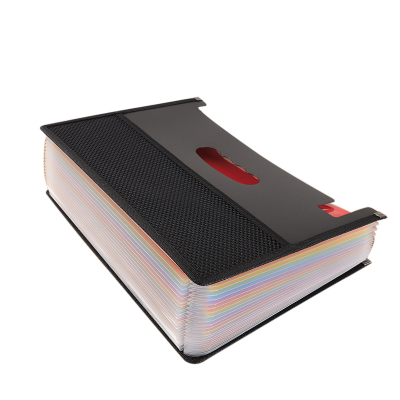 Portable A4 Expandable Cover Accordian File Organizer, Hot Pressing Forming Multi-color 24 Pockets Expanding File Folder
