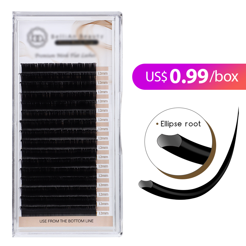 0.99$ Free Shipping Las Extension Supplies Smink Ellipse Flat Individual Korean Eyelash Extension Volume Cilios Lashextensions