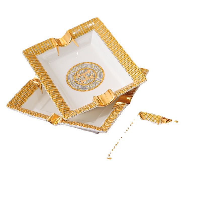 Hot Selling Personalized Office High Quality Ceramic Cigar Ashtray Square Shape smoking accessories