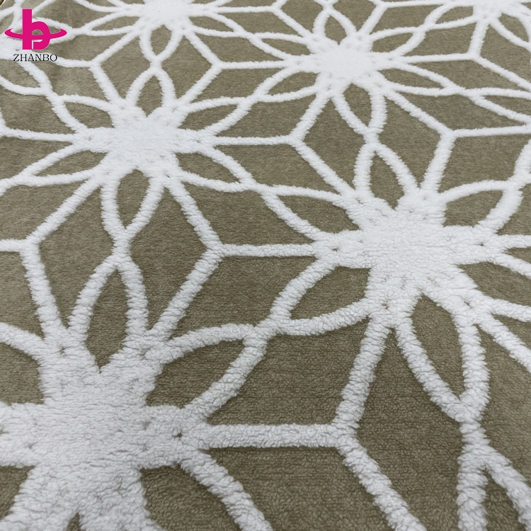 Sherpa Bed Fabric, Reversible Jacquard Plush Throw Fabric Snowflake Pattern Sherpa Texturixer Sherpa Fabric