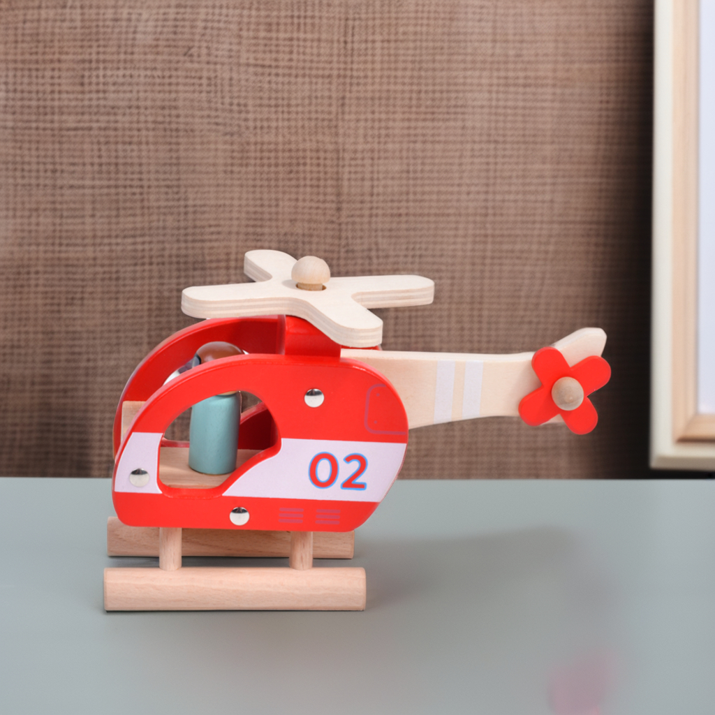 Learning DIY Eco Friendly Wood Helicopter with pilot Children Model Kit Wooden Airplane Aircraft for Kid Science Experiments Toy
